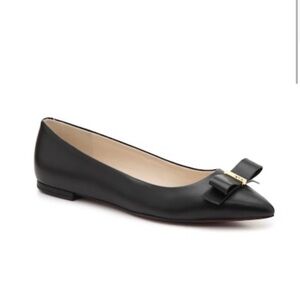 Cole Haan Black Leather Elsie Bow Flats